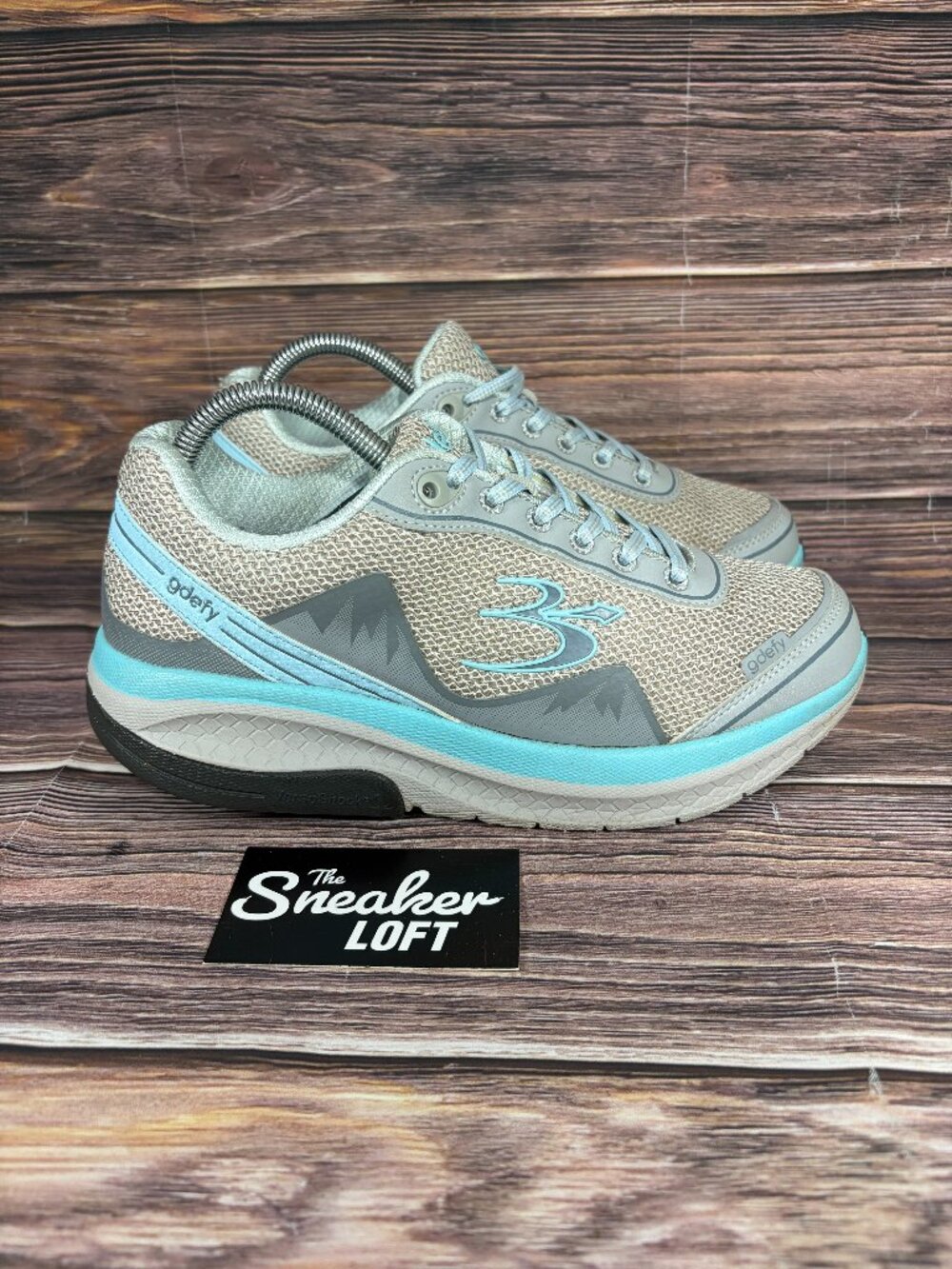 Gravity Defyer GDefy Women's Mighty Walk‎ Grey Blue Comfort Walking Shoes 8.5
